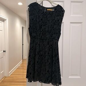 Alice + Olivia black velvet dress with floral detail, size large